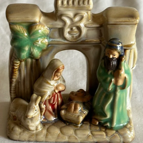 NATIVITY SCENE HOLY FAMILY CERAMIC HIGH GLOSS CHRISTMAS DECOR - Picture 9 of 10